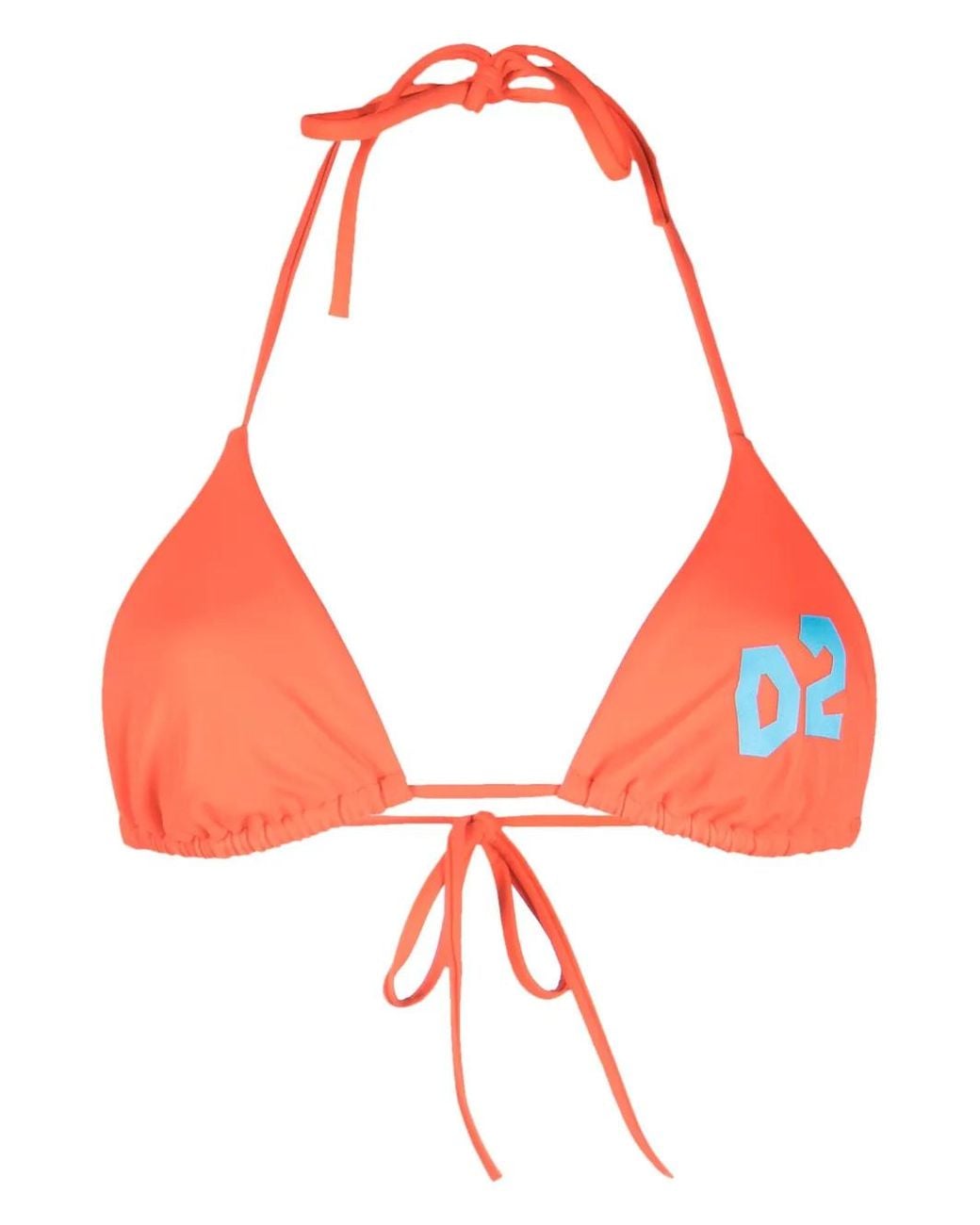 DSquared² Red Logo-Print Bikini Top