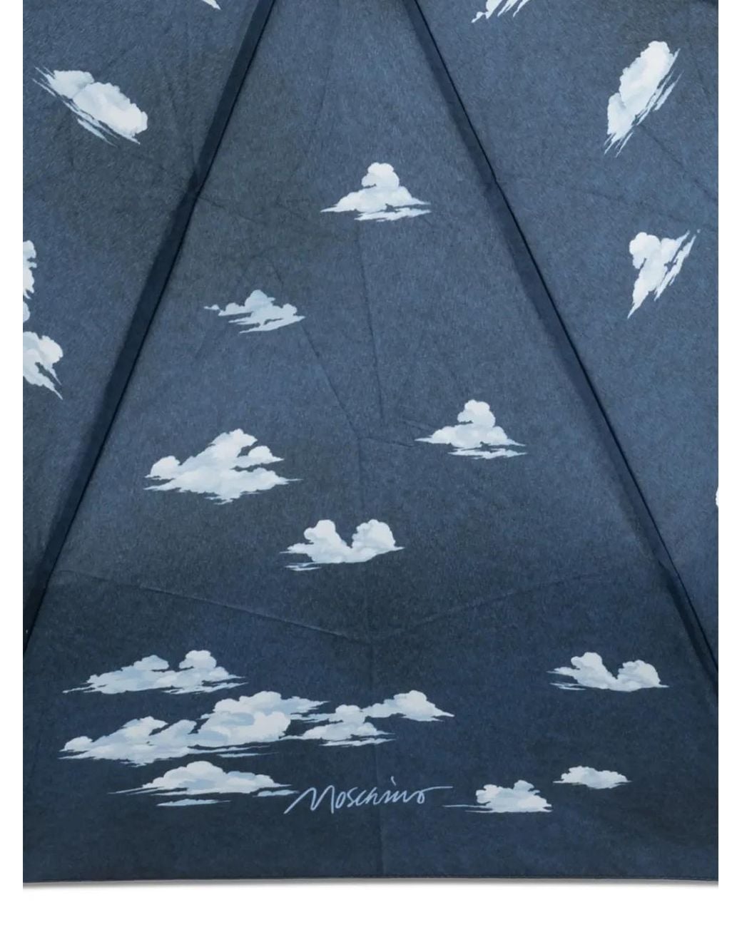 Moschino Blue Cloud-Print Folding Umbrella
