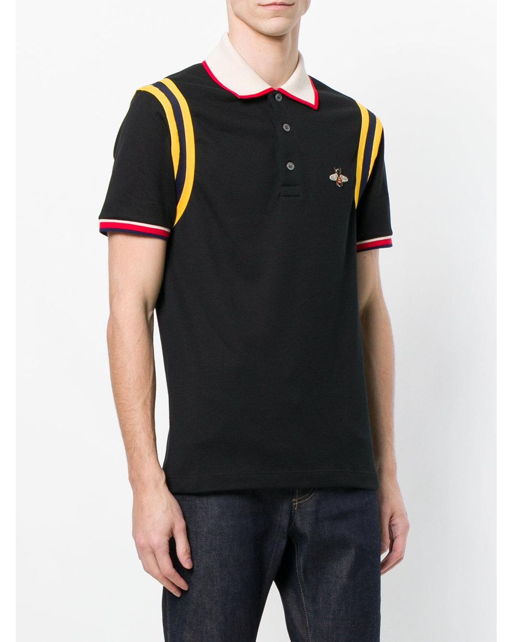 Polo en coton avec abeille Gucci pour homme en coloris Noir | Lyst