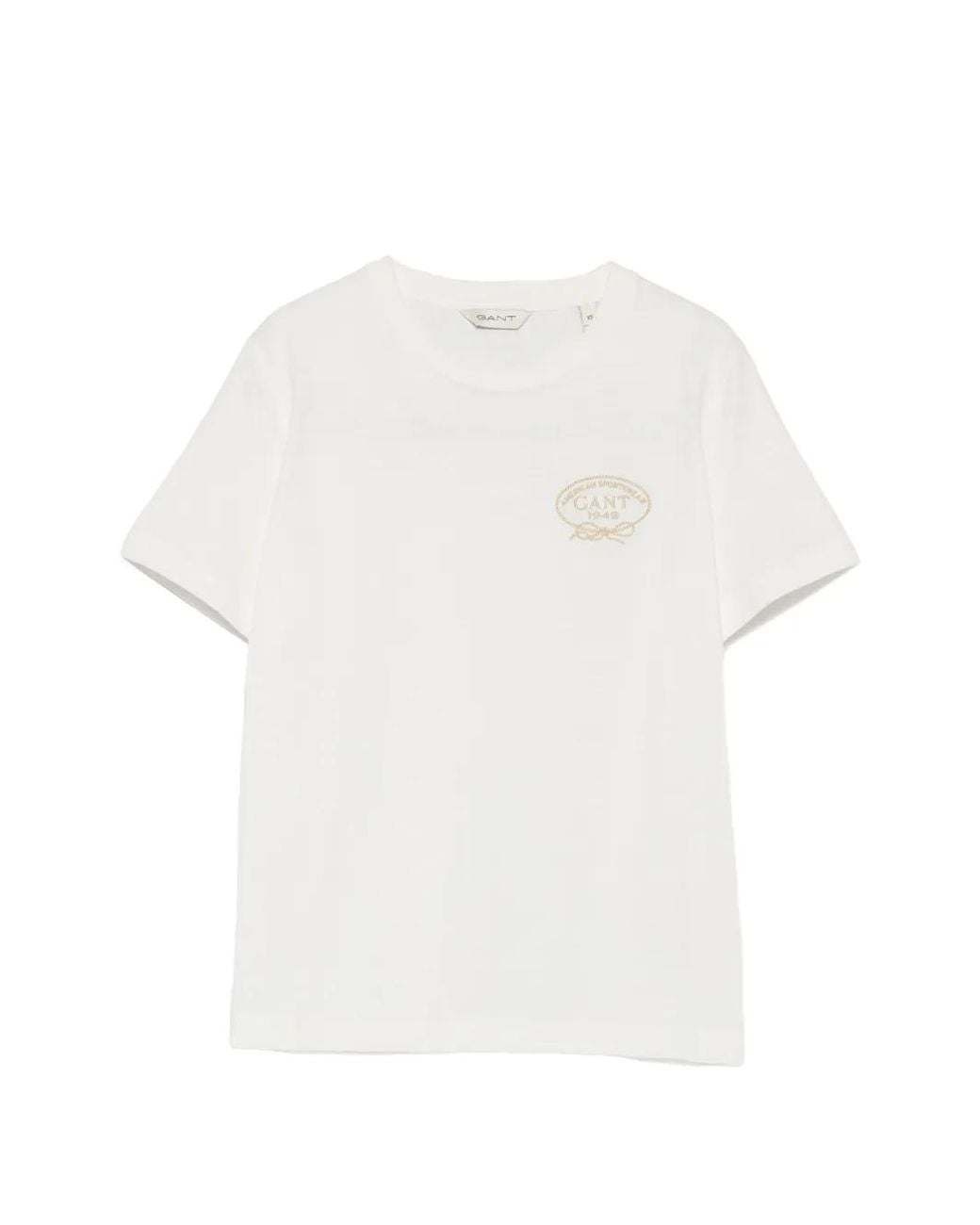 Gant White Logo-Embroidered T-Shirt