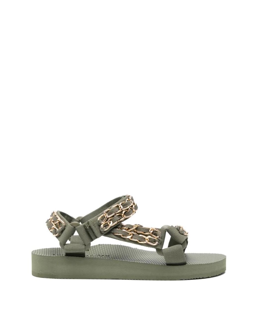 ARIZONA LOVE Green Trekky Chain-Embellished Touch-Strap Sandals