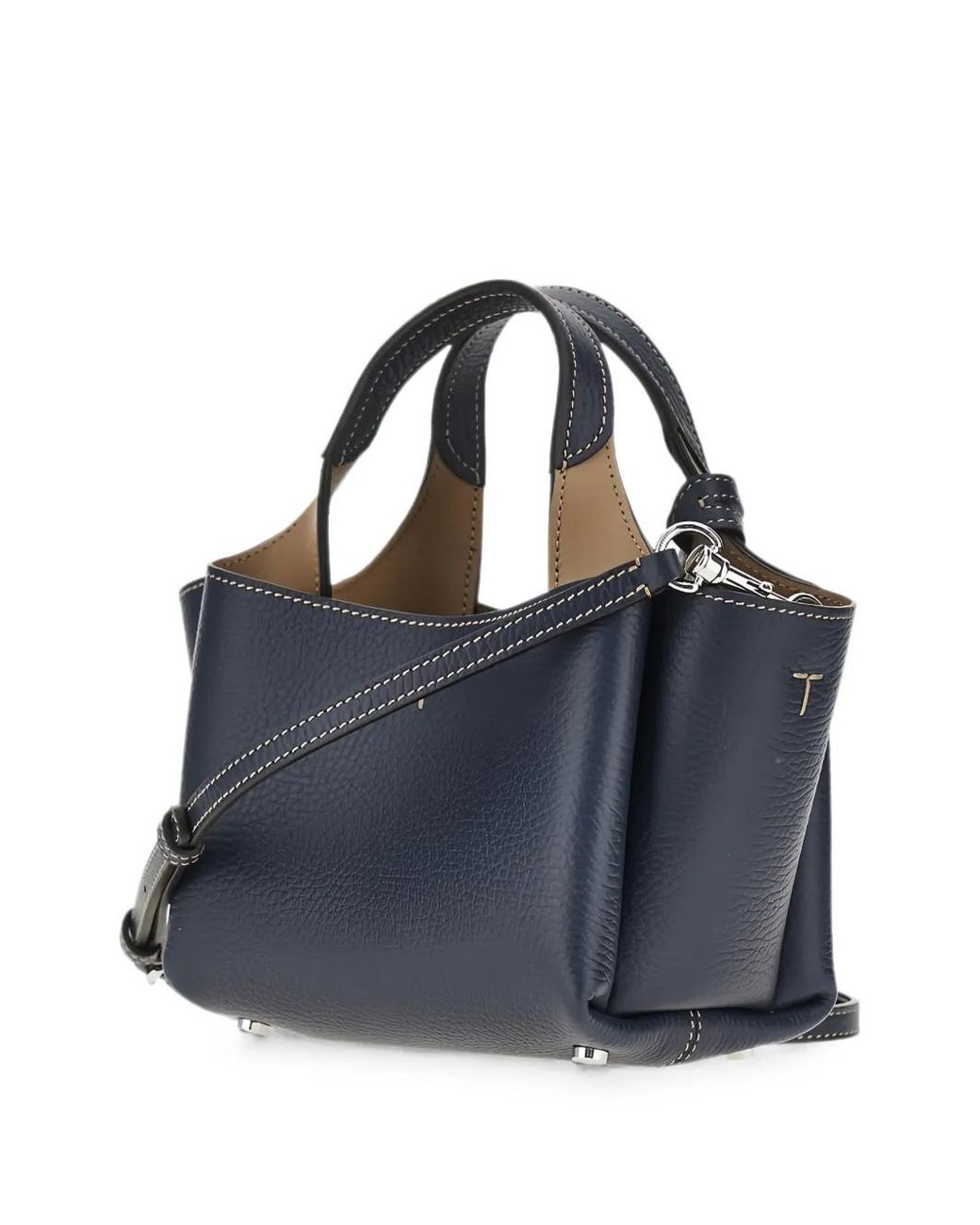 Tod's Blue Mini Sac En Cuir Grainé