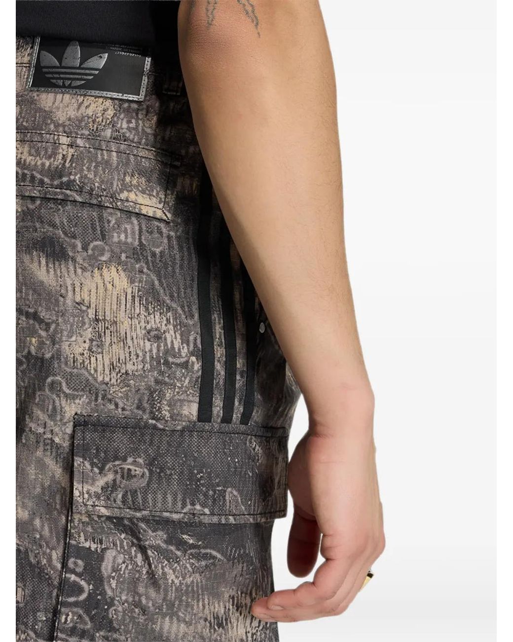 Adidas Black Adilenium Season 5 Aop Cargo Shorts for men