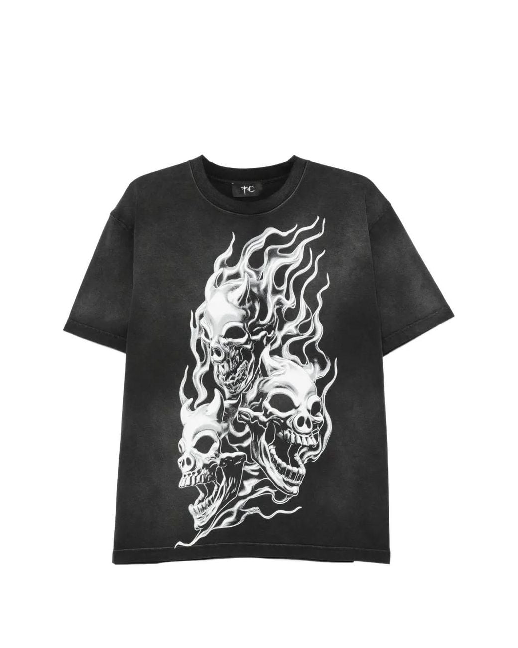 THUG CLUB Black Skull-Print T-Shirt for men