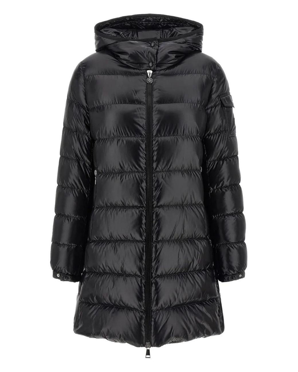 Moncler Black Courcelles Hooded Mid-Length Down Jacket