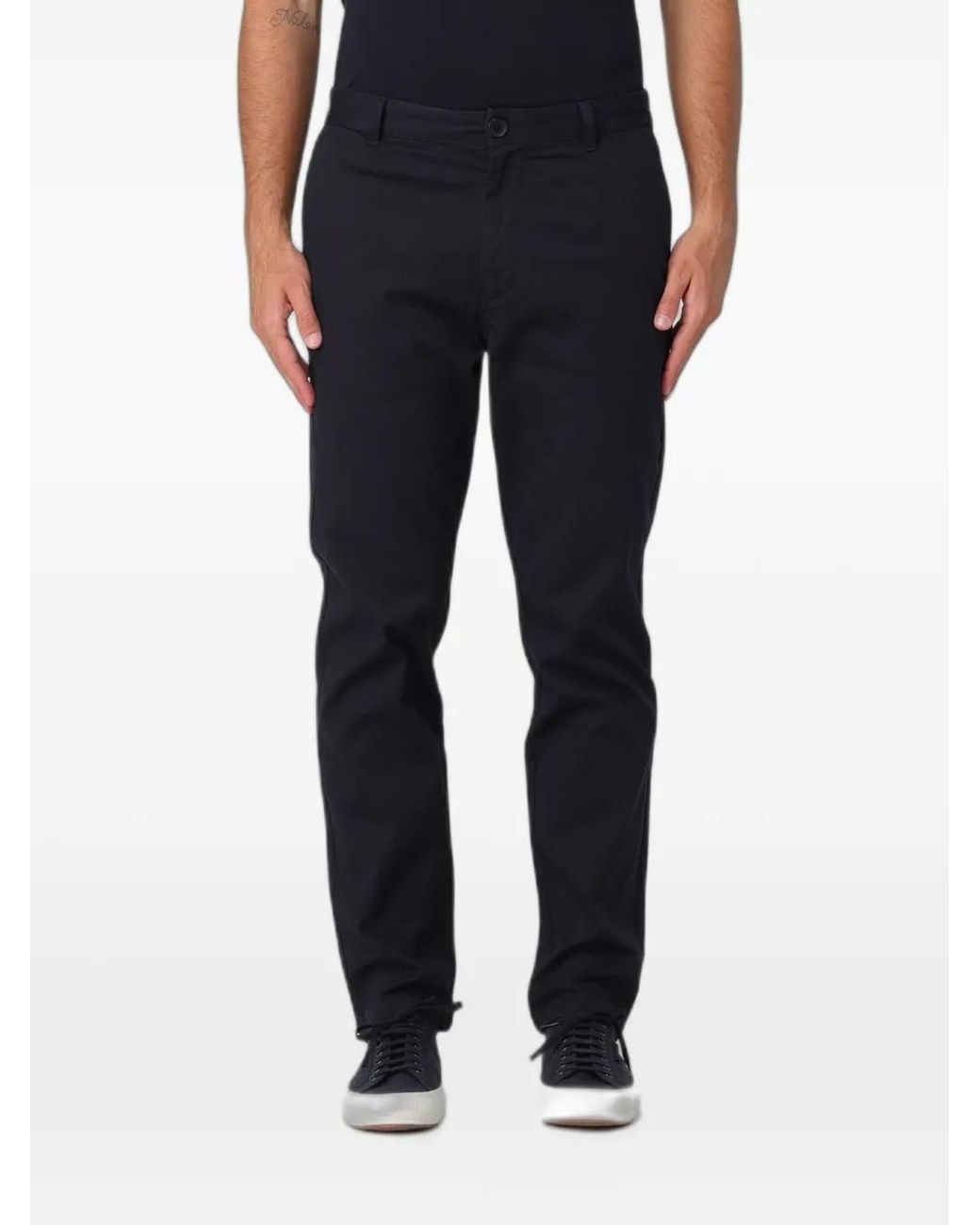 ARMANI EXCHANGE Black Logo-Button Straight-Leg Trousers for men