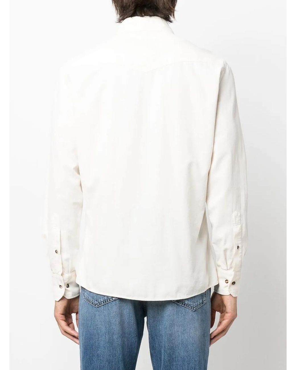 Brunello Cucinelli White Western-style Cotton Shirt for men
