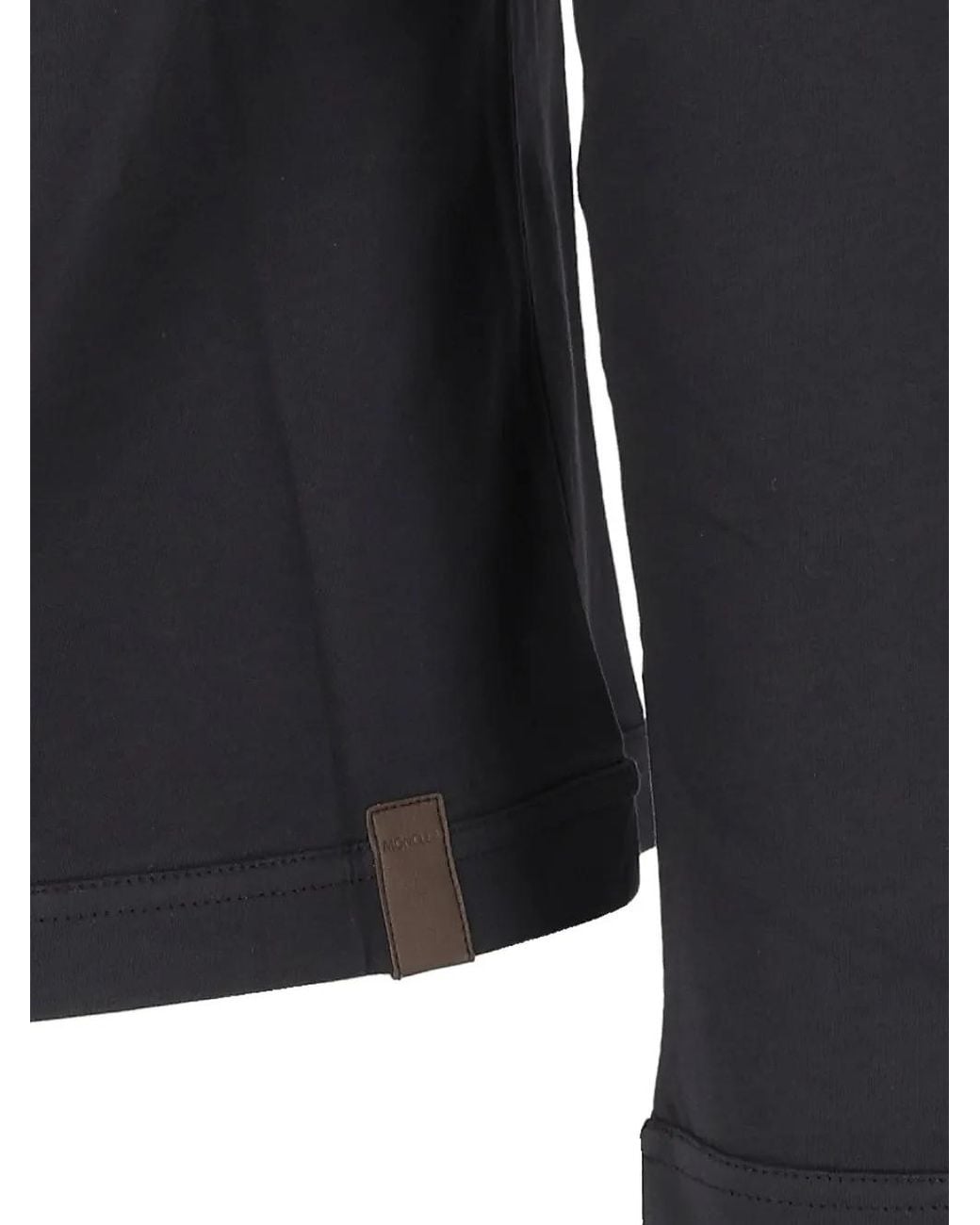 Moncler Blue Leather-Patch Long-Sleeved T-Shirt for men