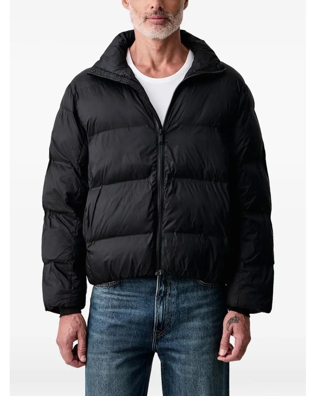 Lindbergh Black High-Neck Quilted Jacket for men