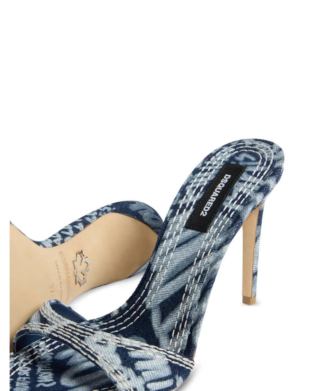 DSquared² Blue Rebel Hibiscus Twin Mule Sandals
