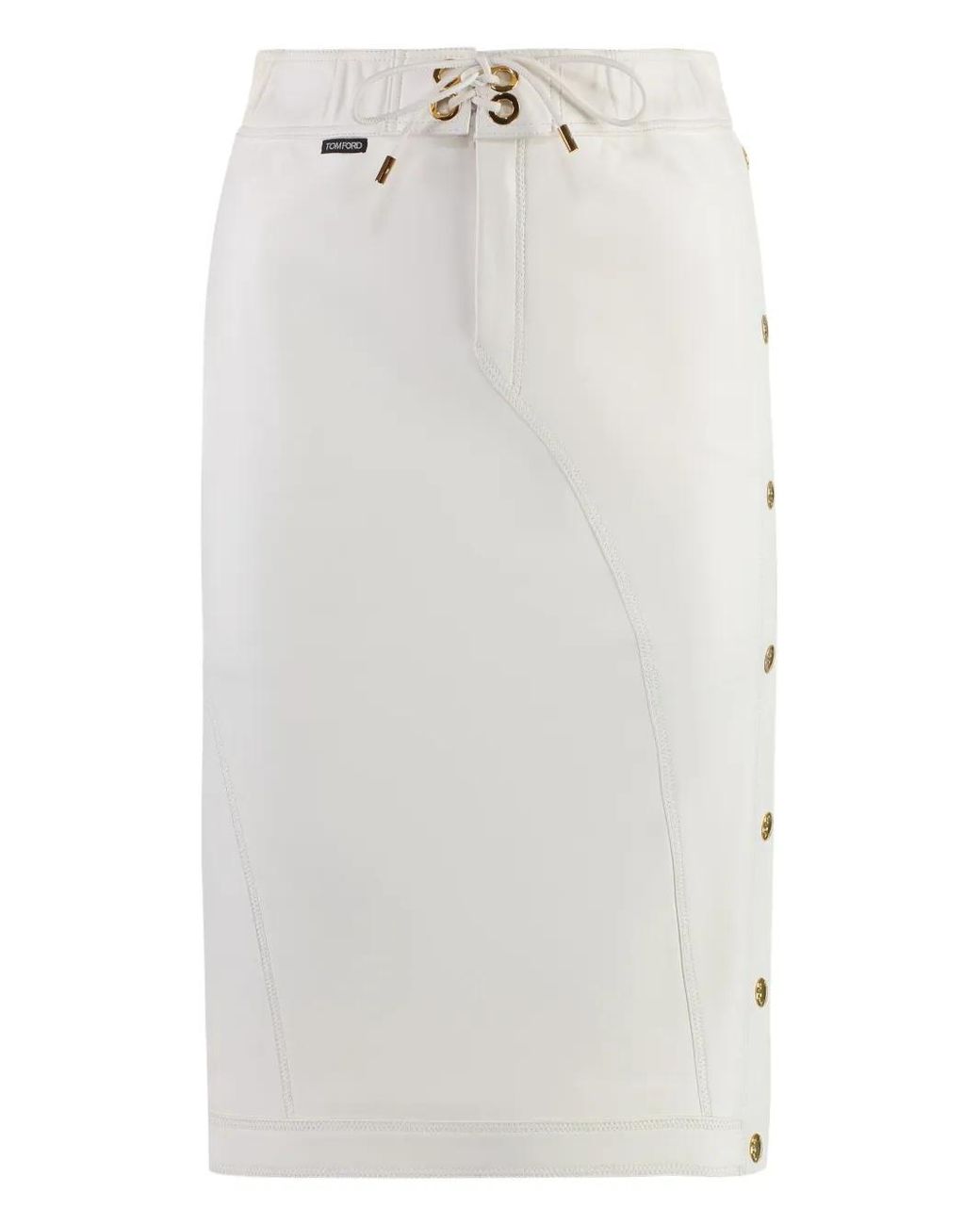 Tom Ford White Leather Midi Skirt