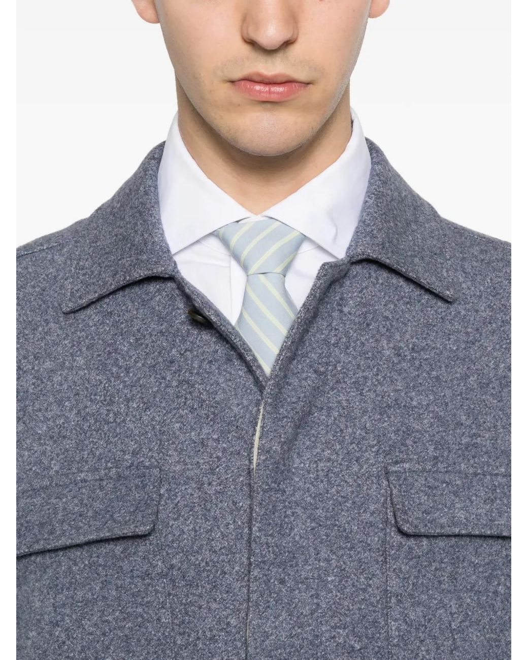 Eleventy Gray Flap-Pocket Shirt Jacket for men