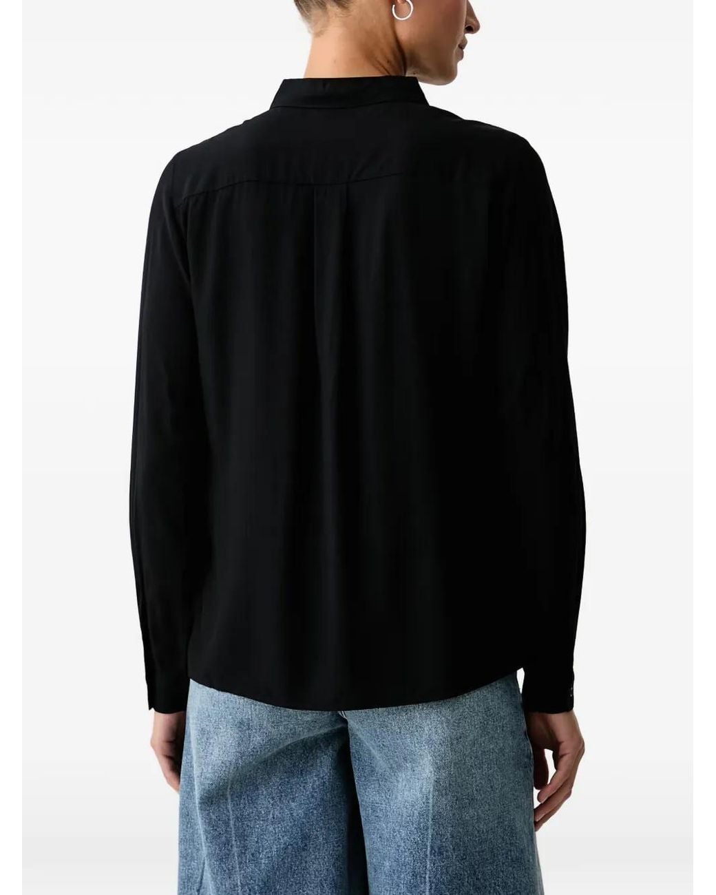 Benetton Black Long-Sleeve Button-Up Shirt