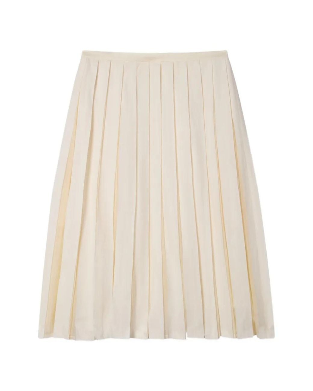 Paul Smith White Ecru Cotton-Silk Organza Pleated Skirt