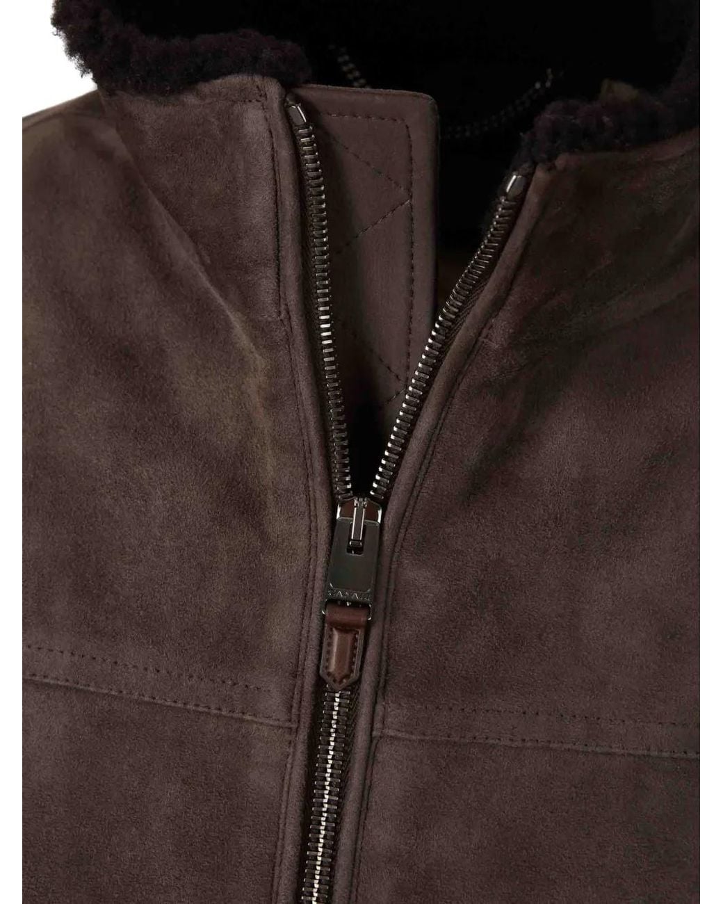 Canali Brown Shearling-Lined Suede Gilet for men