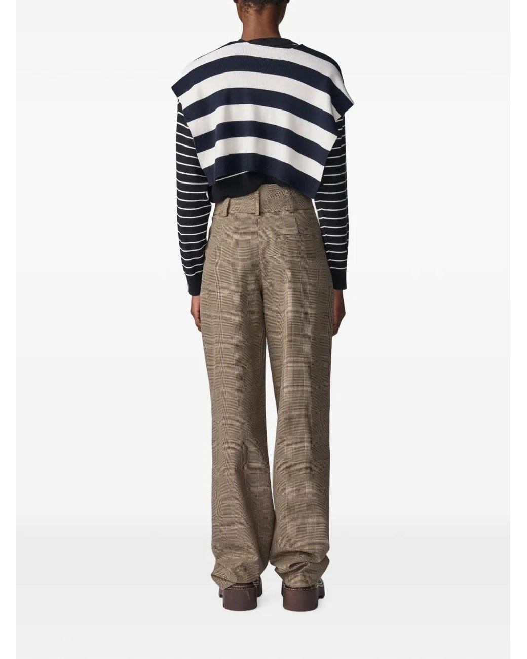 Monse Blue Striped Cropped Sweater