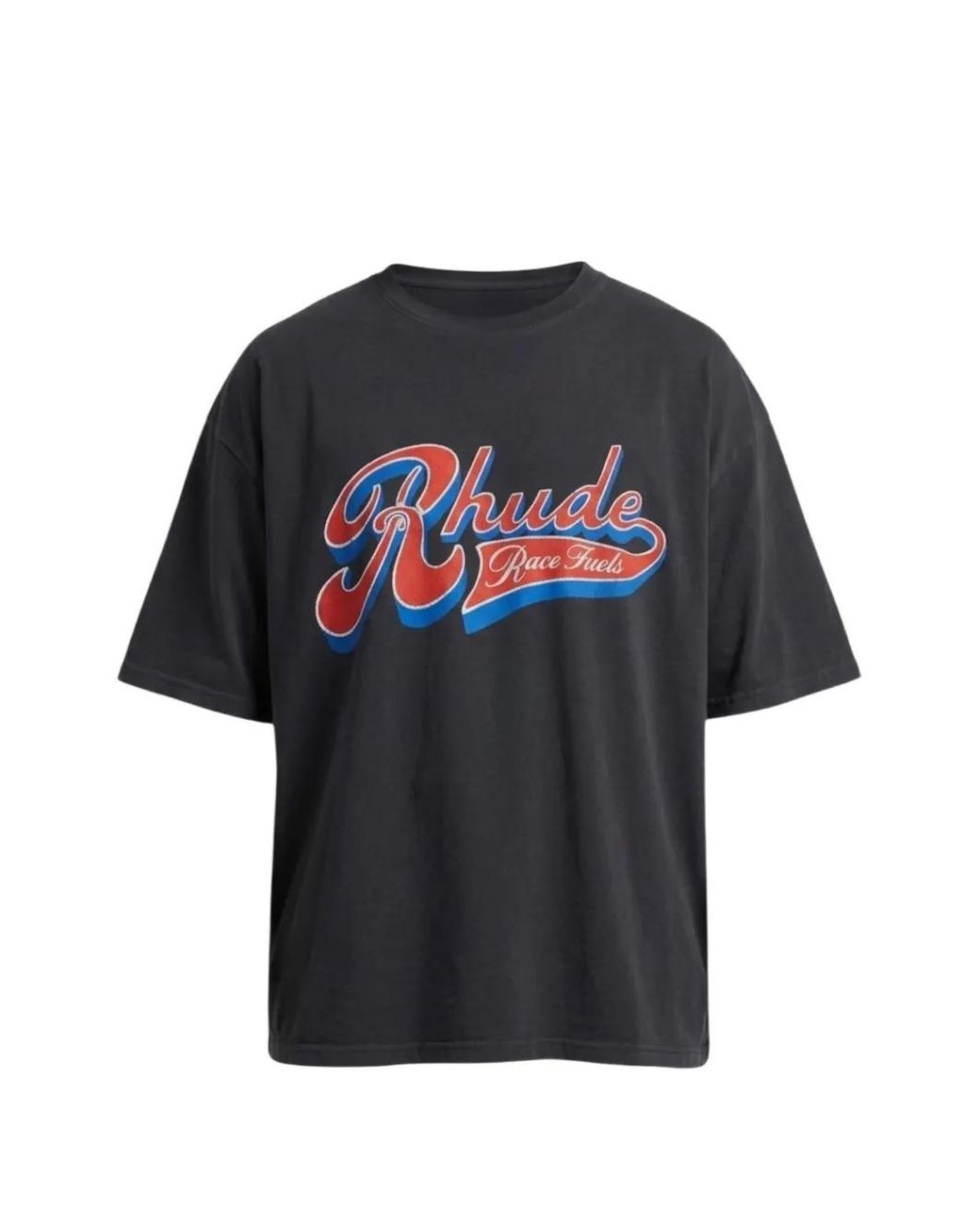 Rhude Blue Short-Sleeved Crew Neck T-Shirt With Front Print for men