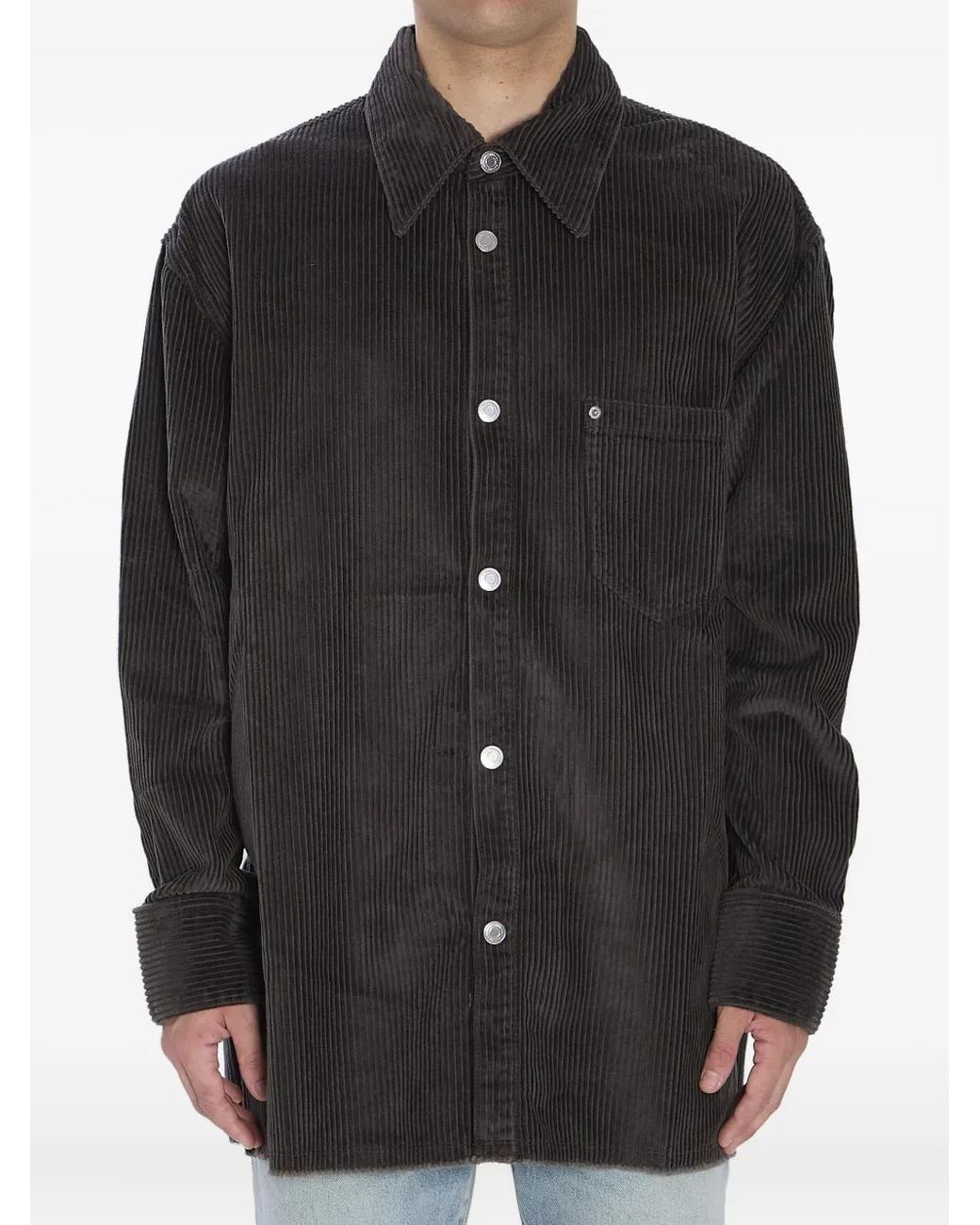 AMI Black Corduroy Patch-Pocket Shirt Jacket for men