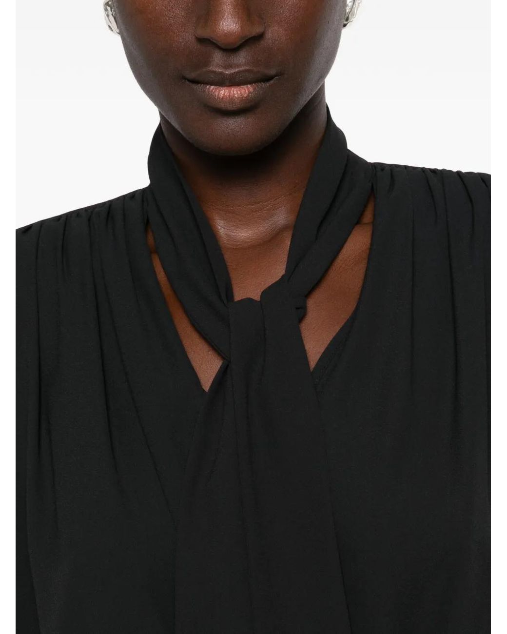 IRO Black Bounce Pussy-Bow Draped Dress