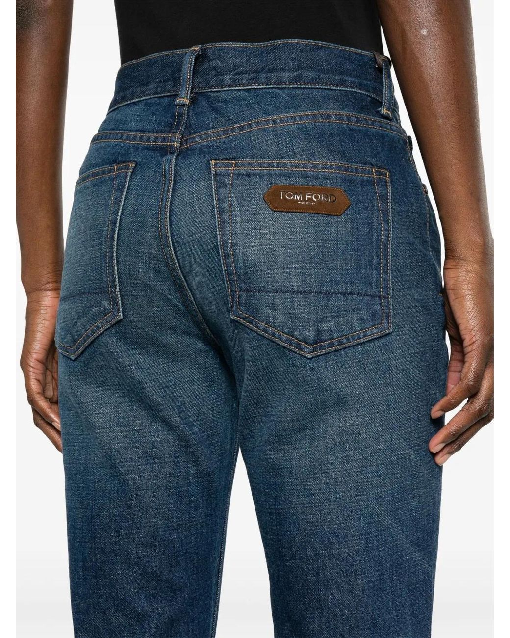 Vaqueros rectos de talle medio Tom Ford de color Blue