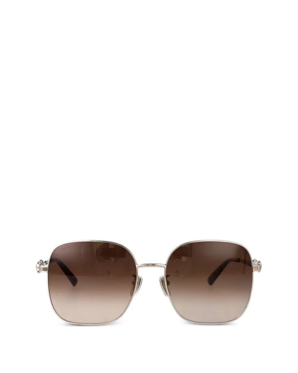 Gucci Brown Horsebit-Detail Square-Frame Sunglasses