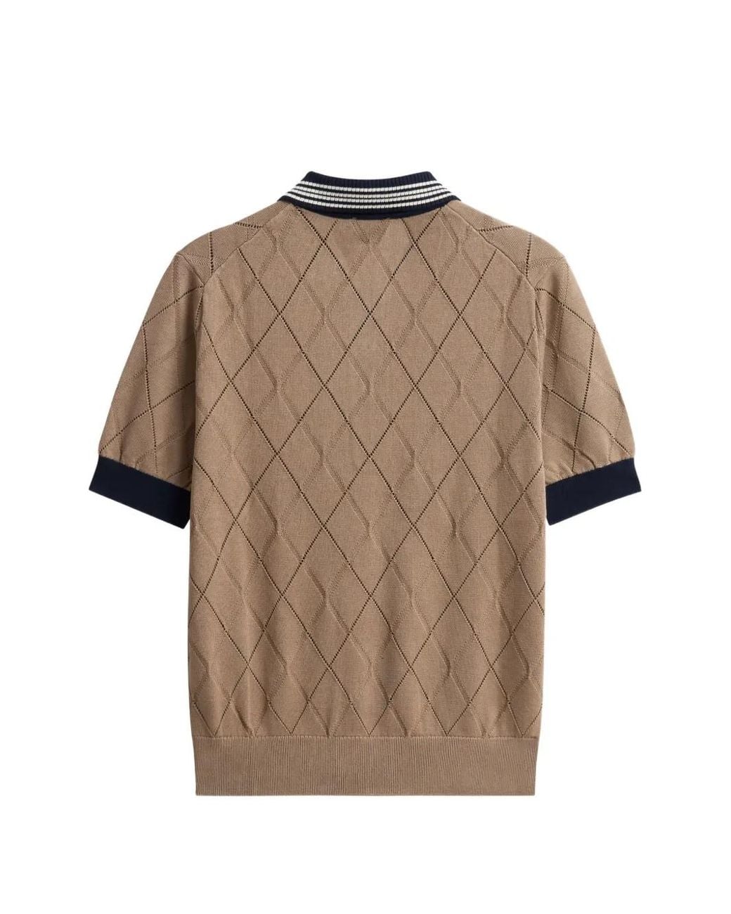 Pringle of Scotland Brown Argyle-Patterned Polo Top