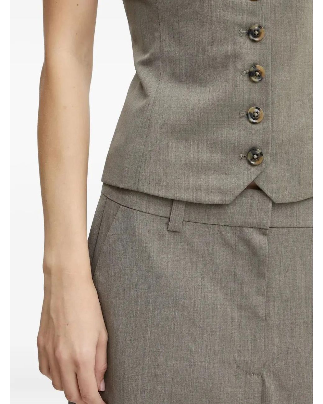 Samsøe & Samsøe Gray Button-Front Strapless Top