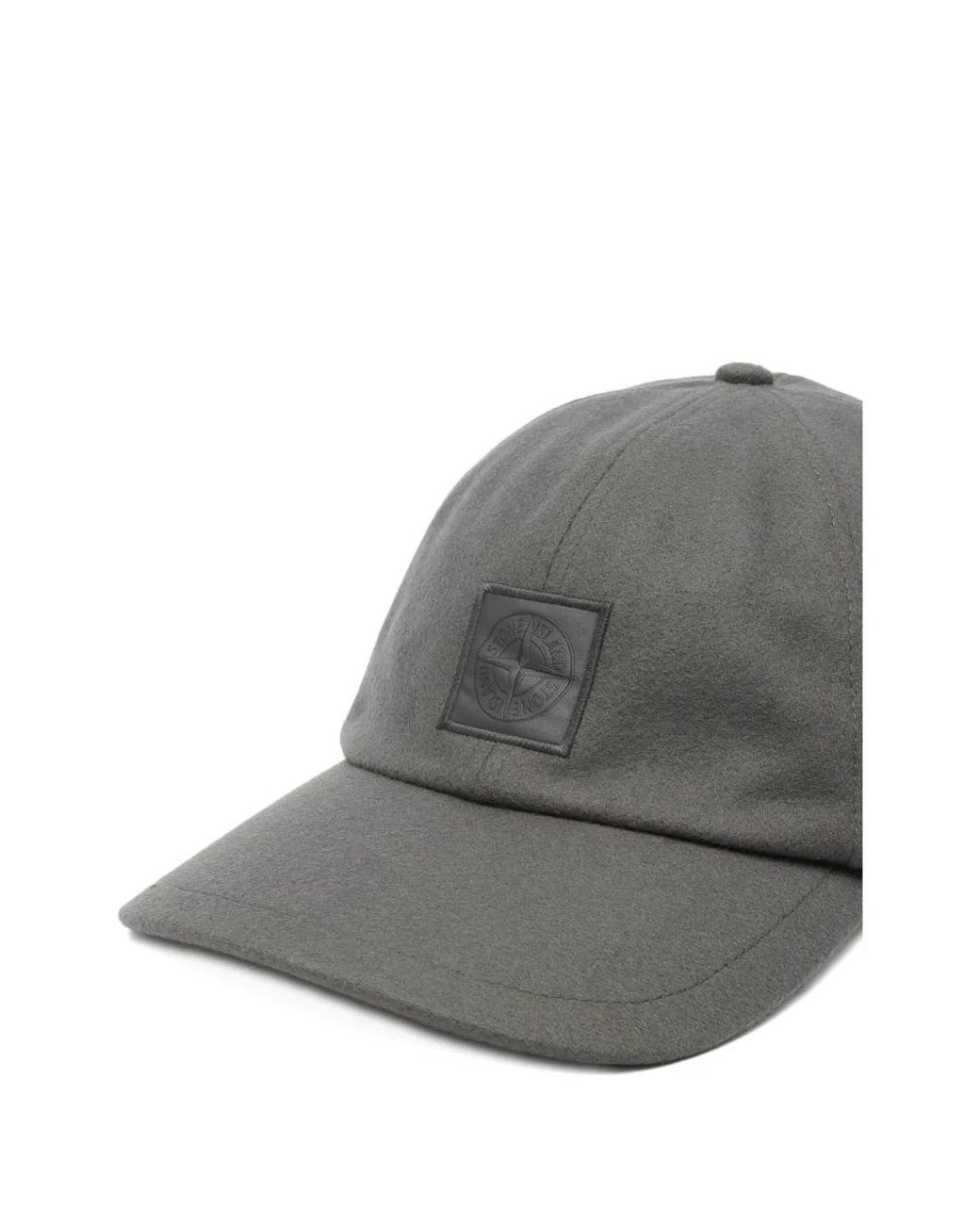 Stone Island Gray Logo-Plaque Cap Hat for men