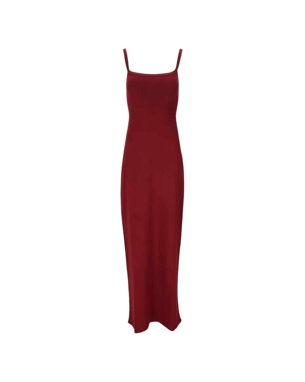 DSquared² Red Robe Longue Fendue En Maille Nervurée
