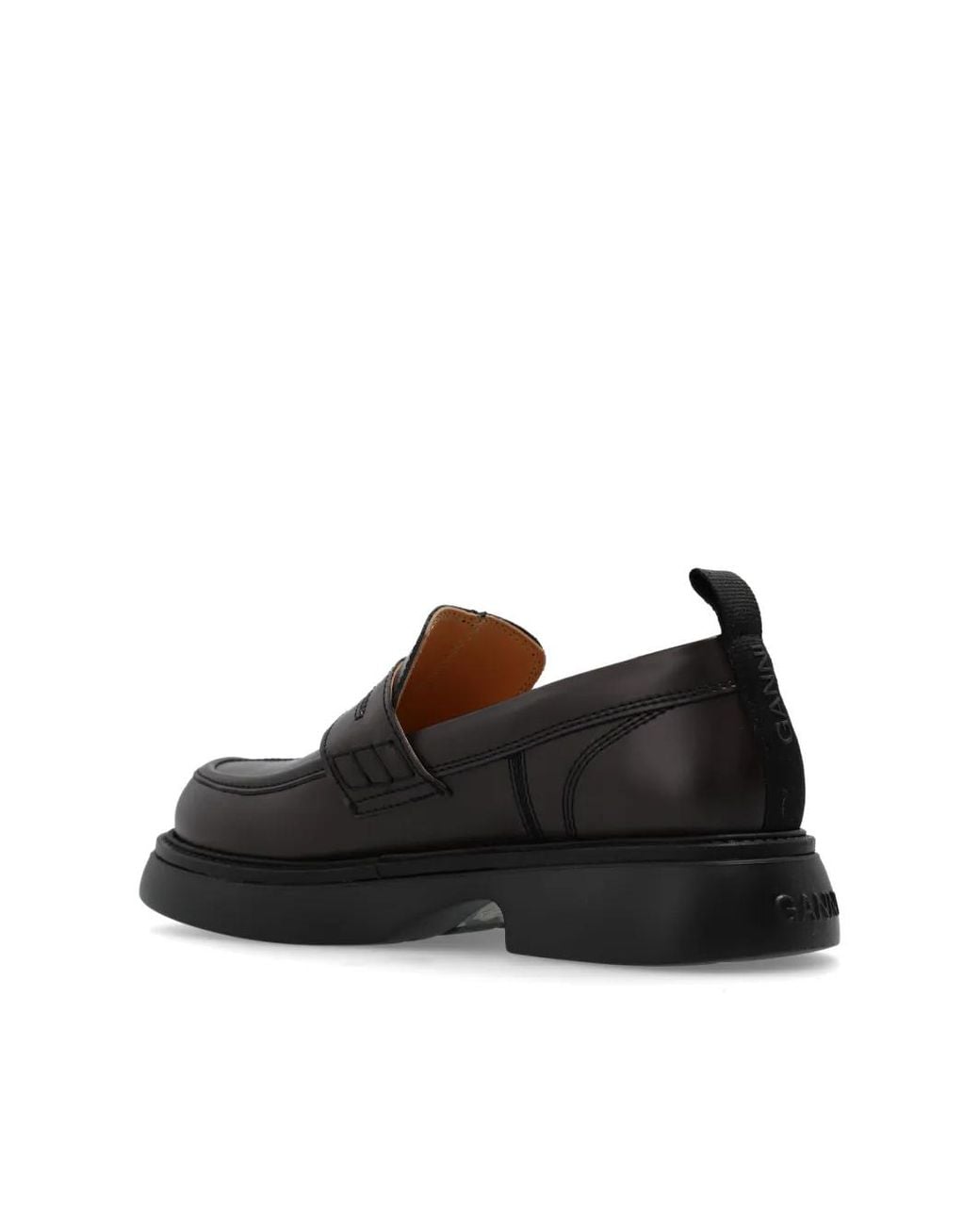 Ganni Black Logo-Plaque Loafers