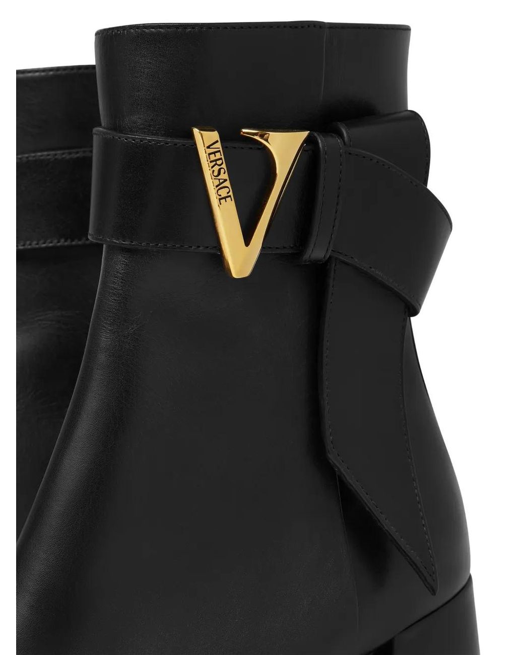 Versace Black V Leather Boots 70 Mm