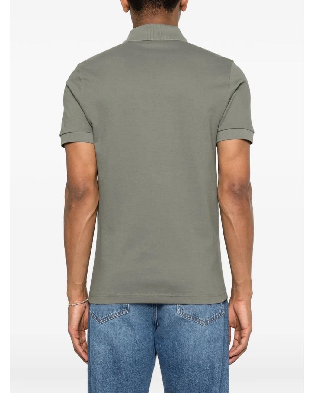 Boss Gray Polo En Coton Stretch À Patch Logo for men