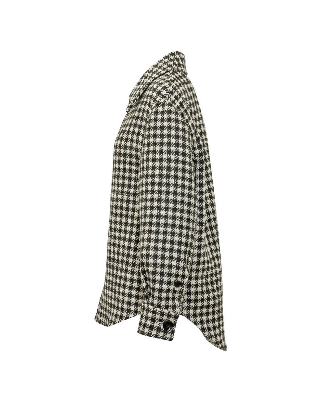 AMI White Houndstooth-Pattern Buttoned Jacket