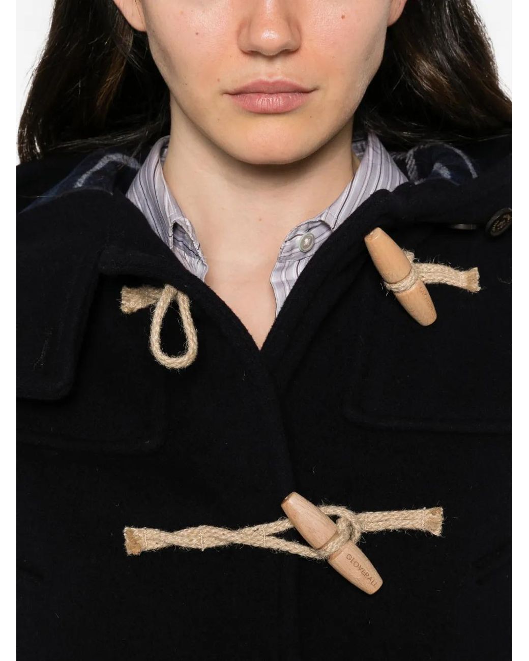 Gloverall Black Shelley Hooded Duffle Coat