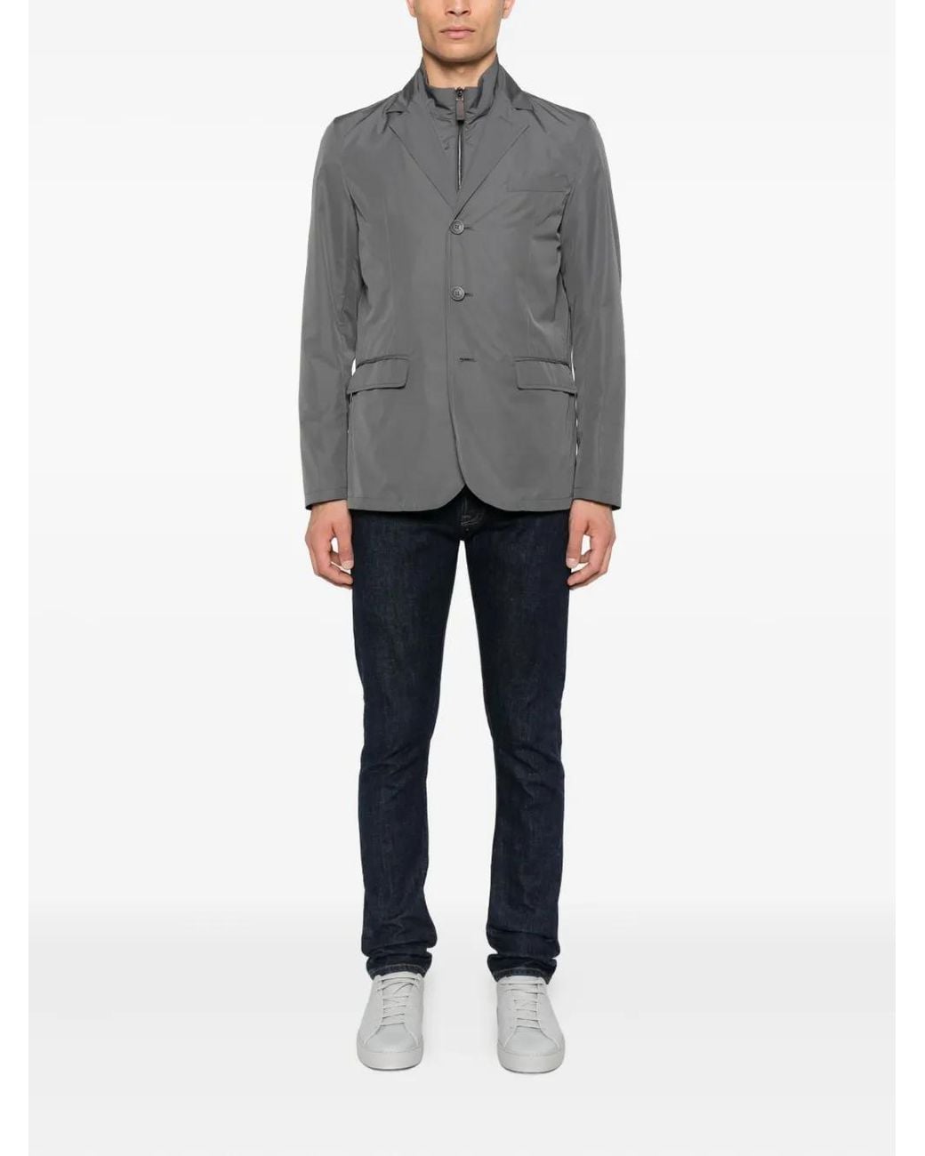 Herno Gray Three-Button Jacket for men