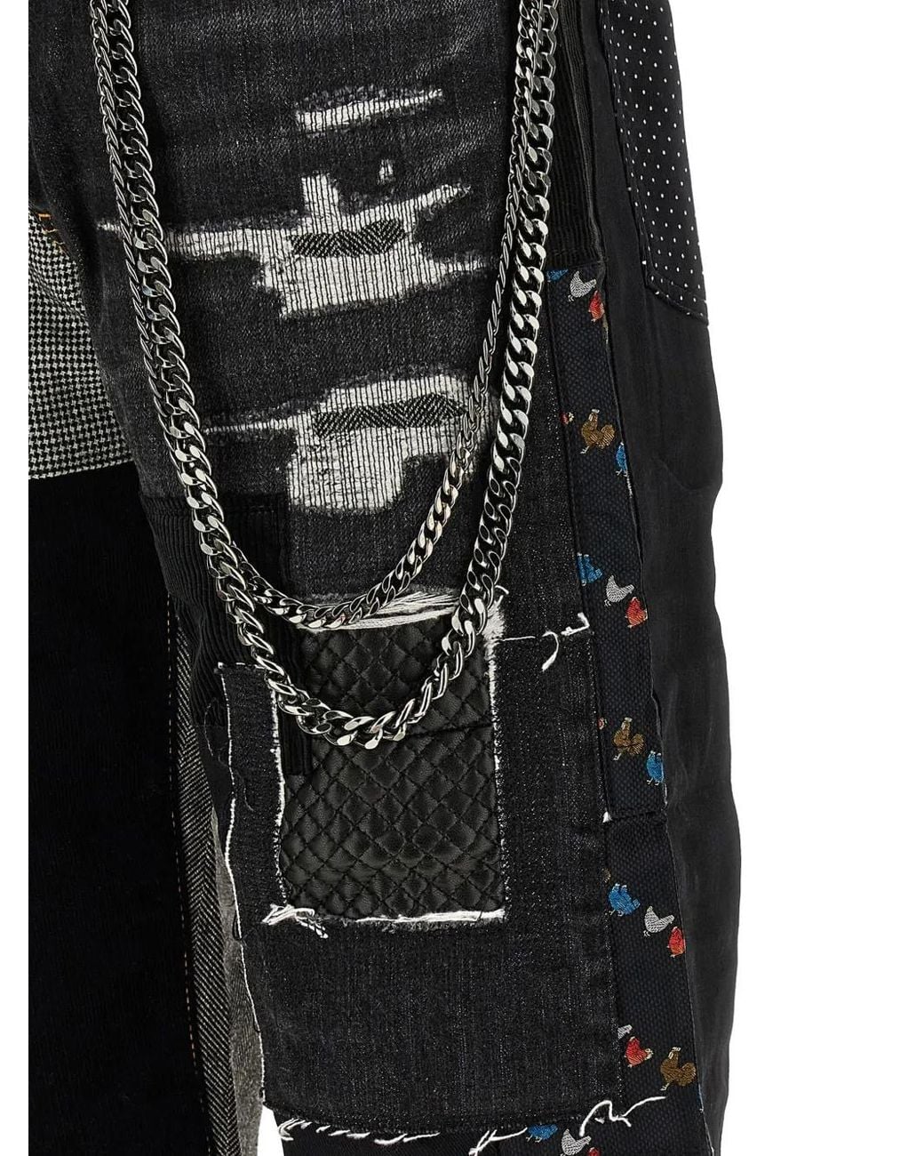 Vaqueros Con Diseño Patchwork Y Cadena Junya Watanabe de hombre de color Black