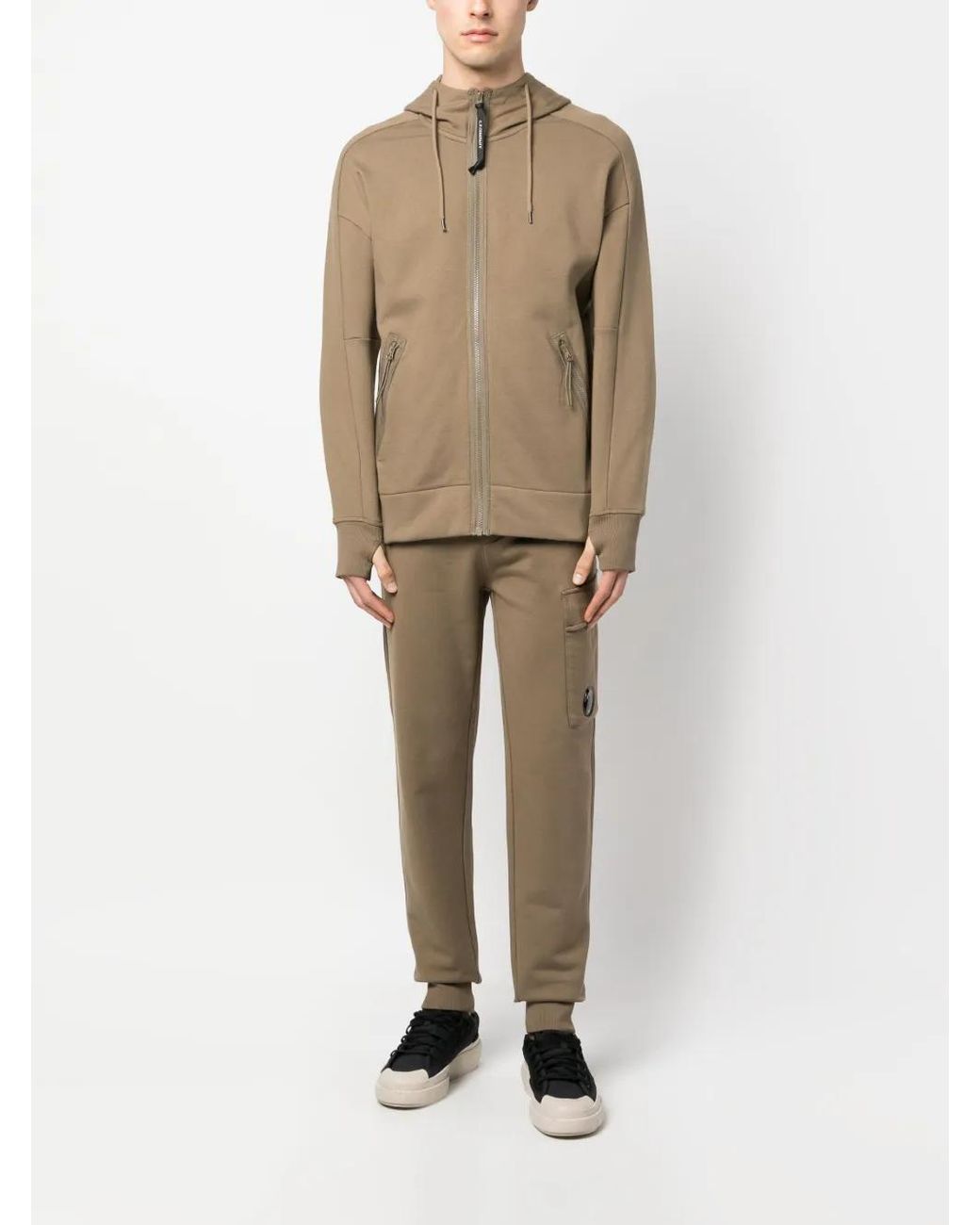C P Company Natural Side Logo-Patch Track Pants for men