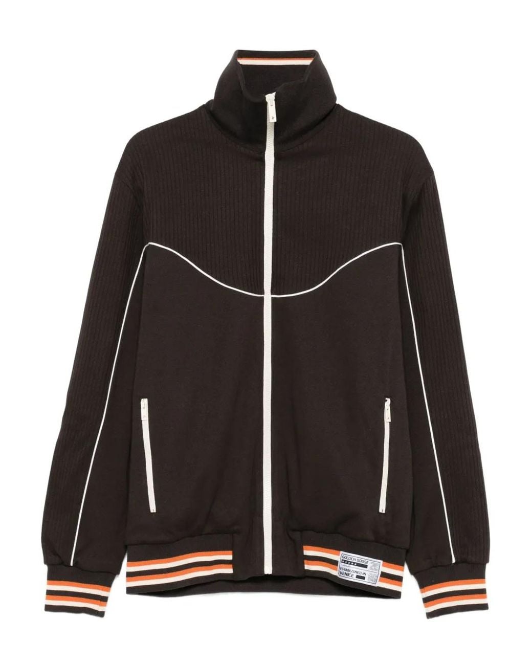 Golden Goose Deluxe Brand Black Ribbed-Panel Zip-Up Jacket