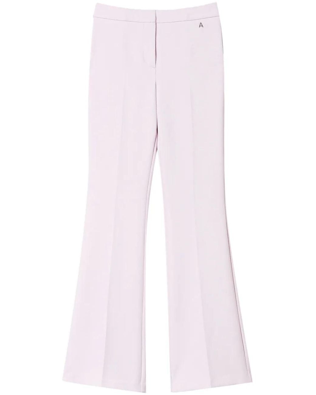 Twinset Pink Flared Cady-Texture Trousers