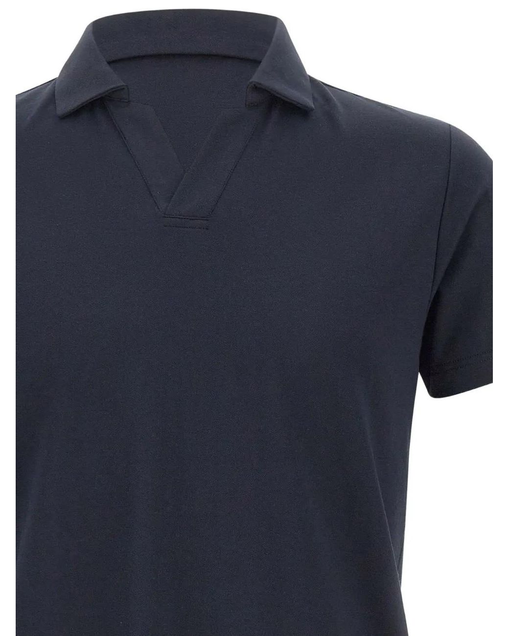 Peuterey Blue Cotton And Silk Polo Shirt for men