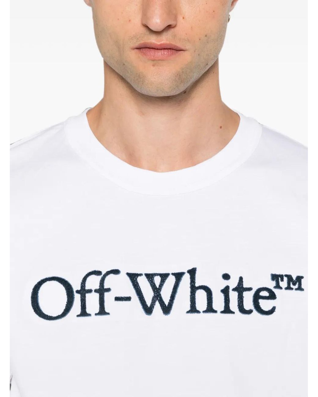 Off-White c/o Virgil Abloh White Logo-Embroidered Cotton T-Shirt for men