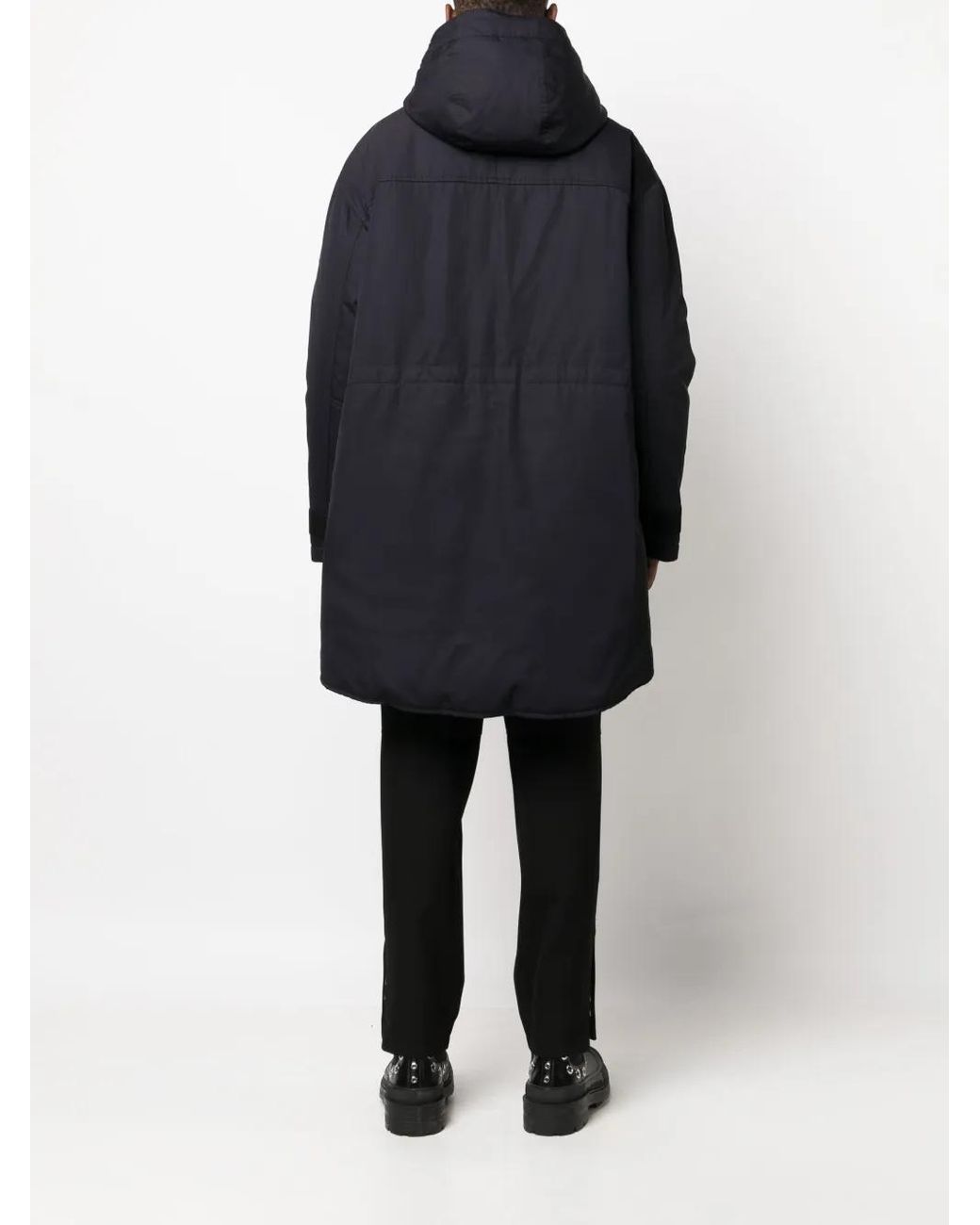 Giorgio Armani Blue Logo-Embroidered Padded Coat for men
