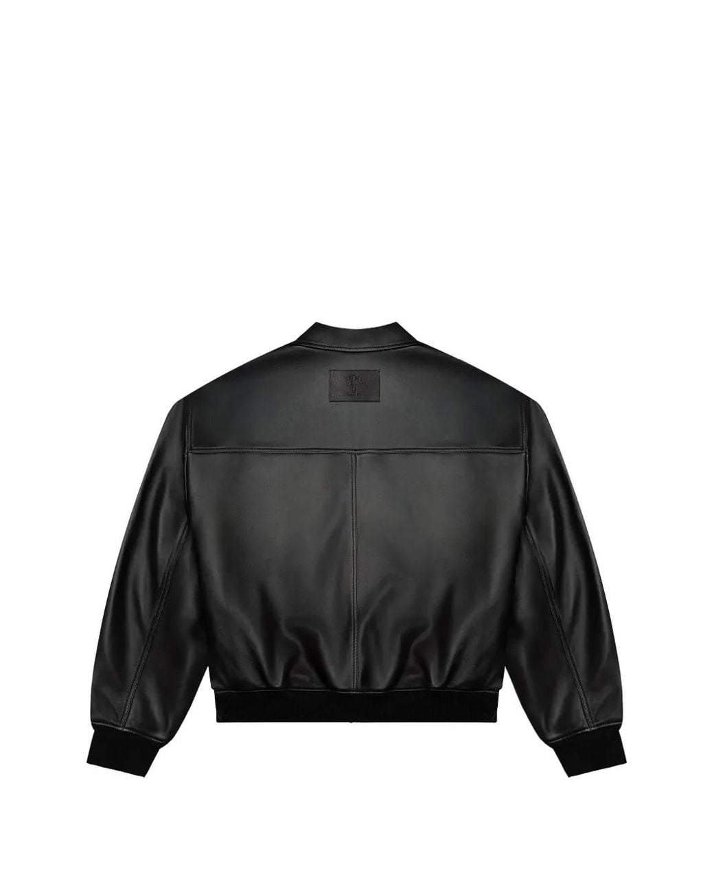 PLACE OF ELMS Black Monolink-Debossed Leather Jacket for men