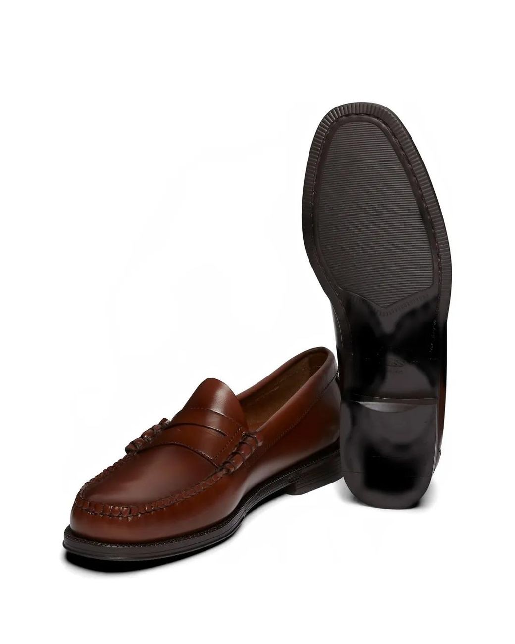 G.H.BASS Brown Penny-Slot Leather Loafers for men