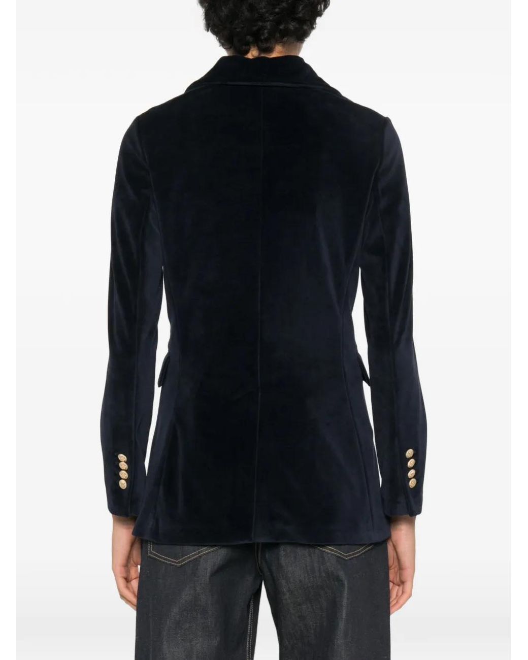 Circolo 1901 Black Double-Breasted Velvet Blazer