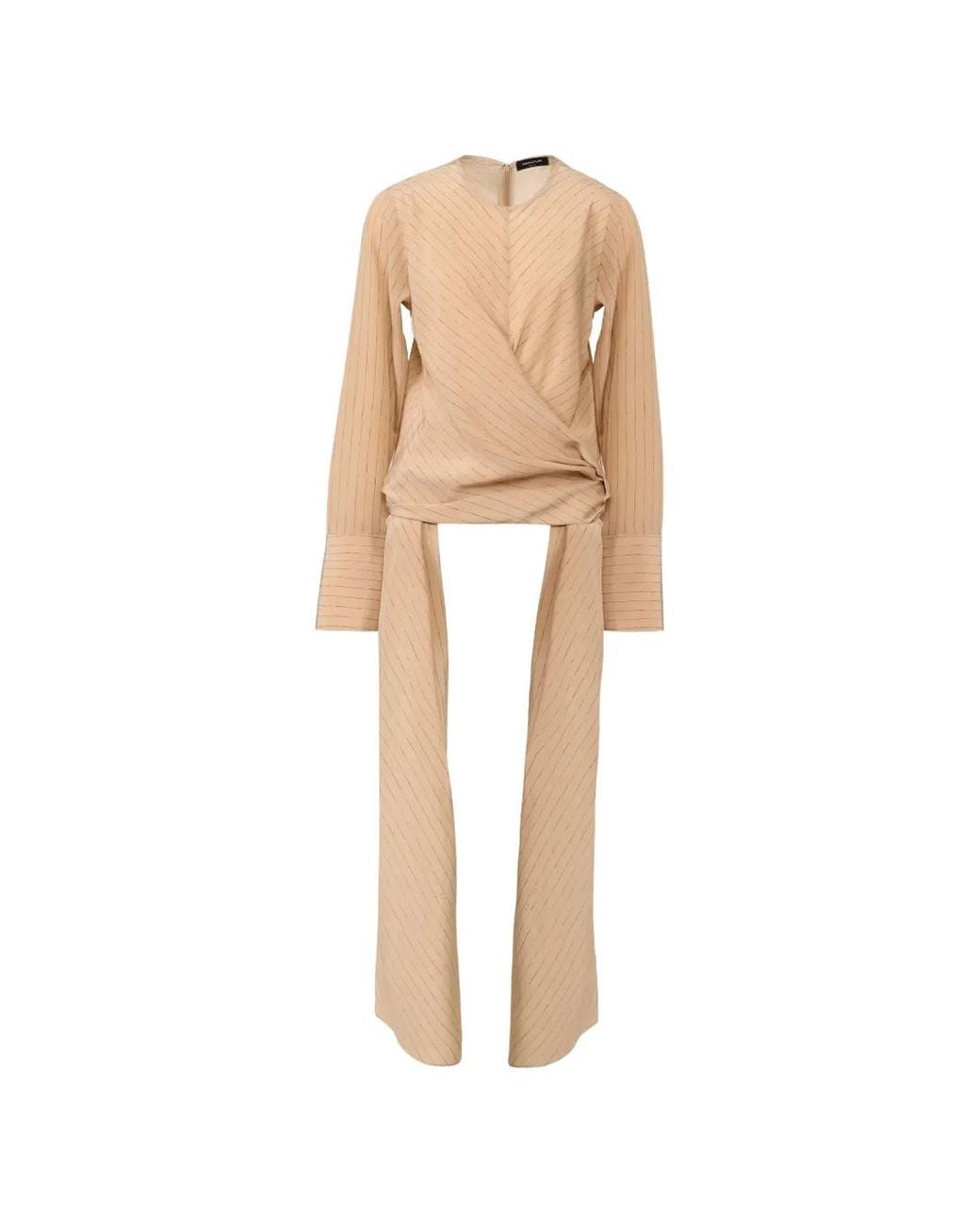 Fabiana Filippi Natural Pinstripe Wrap-Style Blouse