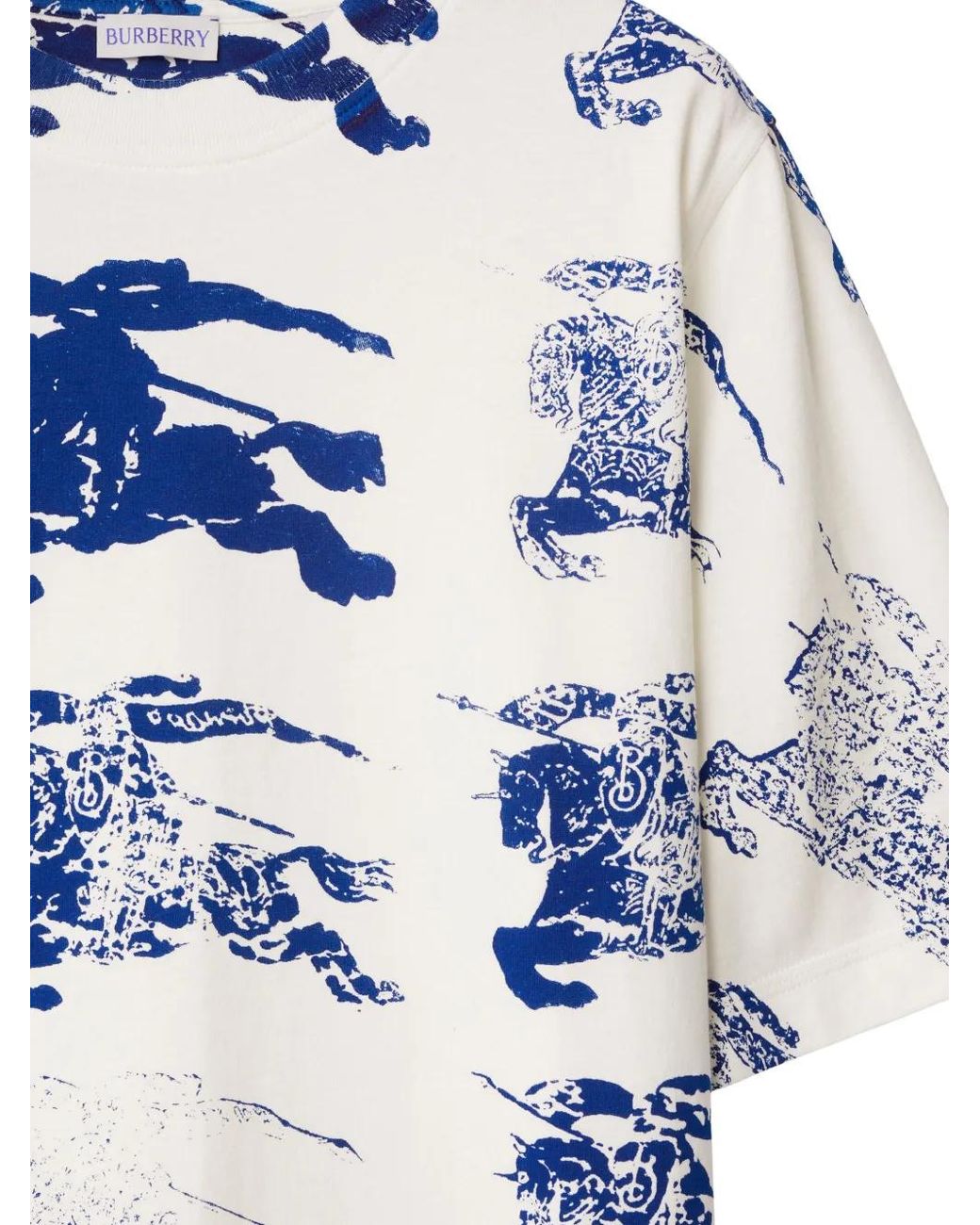 Burberry Blue Equestrian Knight Graphic T-Shirt