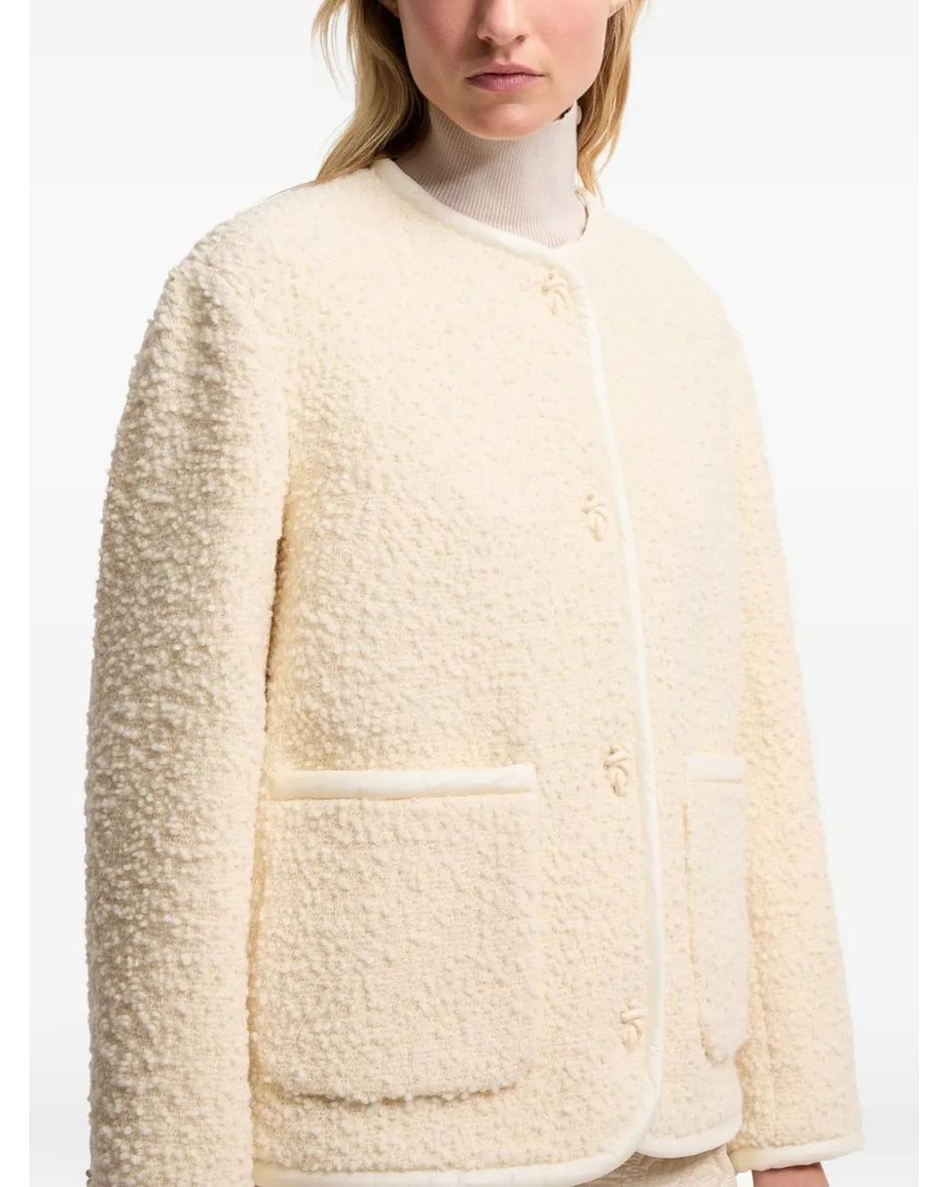 Moncler Natural Hylesine Hooded Bouclé Jacket