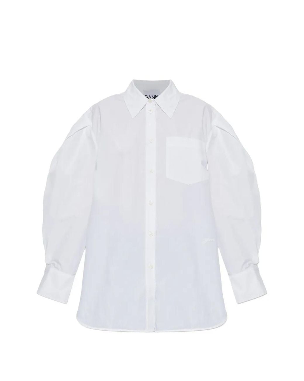 Ganni White Puff-Sleeve Shirt