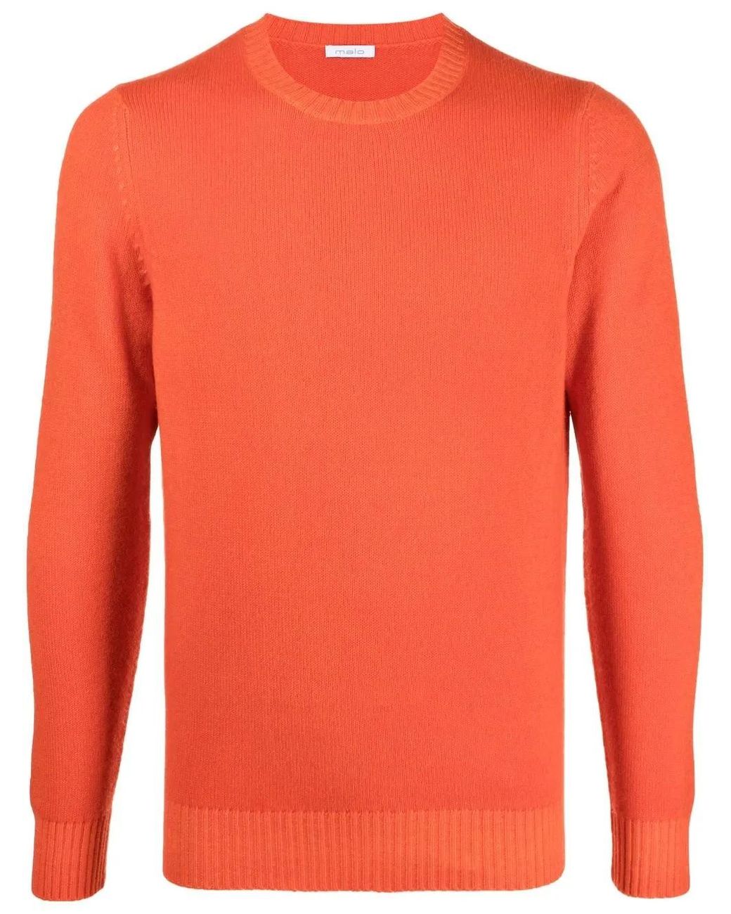 Malo Orange Round-Neck Knit Jumper for men
